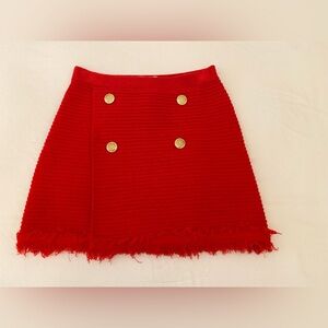 J. Crew Red Mini Skirt with Gold Buttons